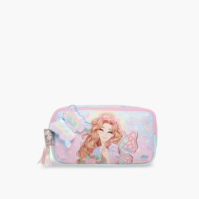 Minmie My Butterfly - Pencil Case-1 Cmprt.-Printed-Rectangle (Pvc) Pastel Pink \ 22x7x12 - Image 1